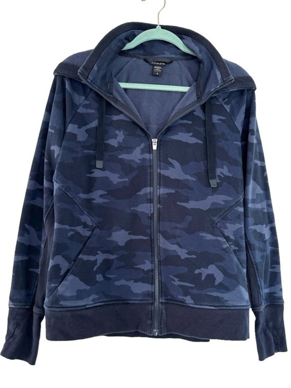 Athleta Triumph Printed Hoodie Blue Camo Women's Large Athleisure Active
